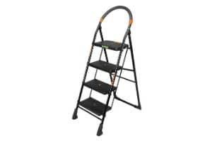 FLIPZON Premium Heavy Foldable Cameo 4 Steps Ladder with Wide Steps & Anti-Skid Shoes