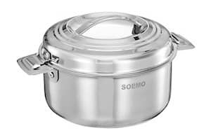 Amazon Brand - Solimo Platina Insulated Stainless Steel Serving Casserole