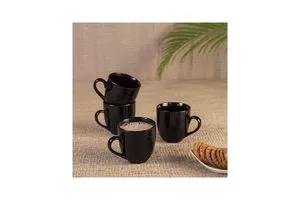 PNV Kraft Black Shine Abstract and Classic Ceramic Teacups